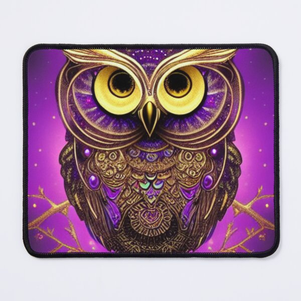 Item preview, Beautiful Whimsical Owl Oil Painting with flowers in background designed and sold by ManifestoDesign.