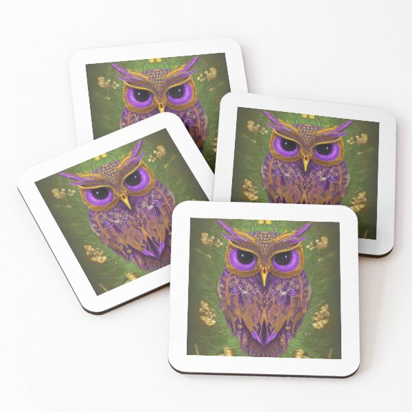 Item preview, Beautiful Whimsical Owl Oil Painting with flowers in background designed and sold by ManifestoDesign.