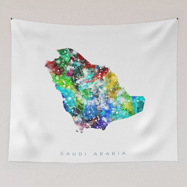 Item preview, Saudi Arabia Map Watercolor Painting designed and sold by InkistPrints.