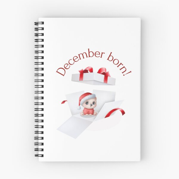 Aperçu de l'œuvre Illustration de dessin animé de Noël pour les enfants - "Né en décembre" - adorable bébé ours polaire aux grands yeux et habillé pour Noël créée et vendue par Maria Racolta.