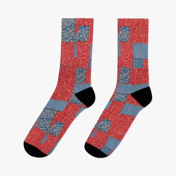 Item preview, boro japanese traditionally inspired patchwork pattern designed and sold by earth-artists.