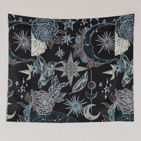 Item preview, Moon stars and flowers pattern designed and sold by Halima-Malash.