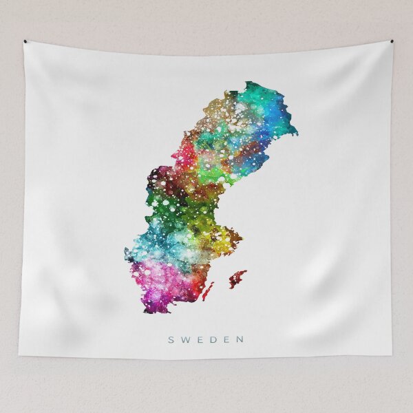 Item preview, Sweden Map Watercolor Painting designed and sold by InkistPrints.