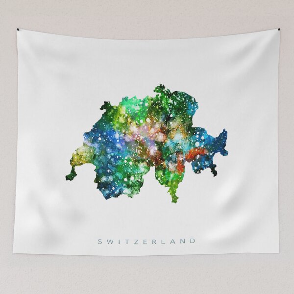 Item preview, Switzerland Map Watercolor Painting designed and sold by InkistPrints.