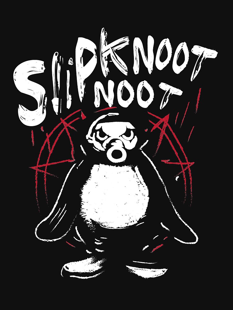 Imagen 7 de 7, Camiseta esencial con la obra Slipknoot noot pingüino death metal góticas hard rock, diseñada y vendida por Spanky3328.