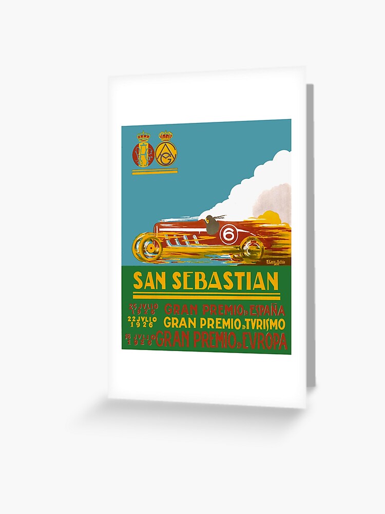 1926 San Sebastian Grand Prix Racing Poster Greeting Card By Retrographics Redbubble