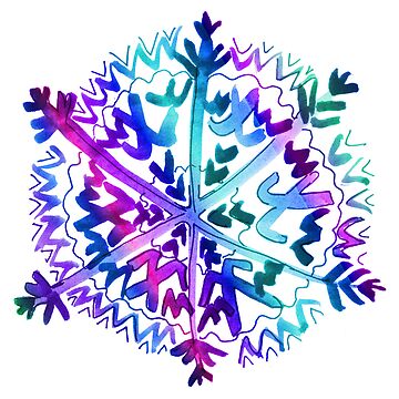 Multicolor watercolor snowflake  watercolor winter snowflake art