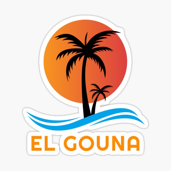 Item preview, El Gouna Egypt Sunset Palm Trees And Blue Sea Waves designed and sold by EgyptConnection.