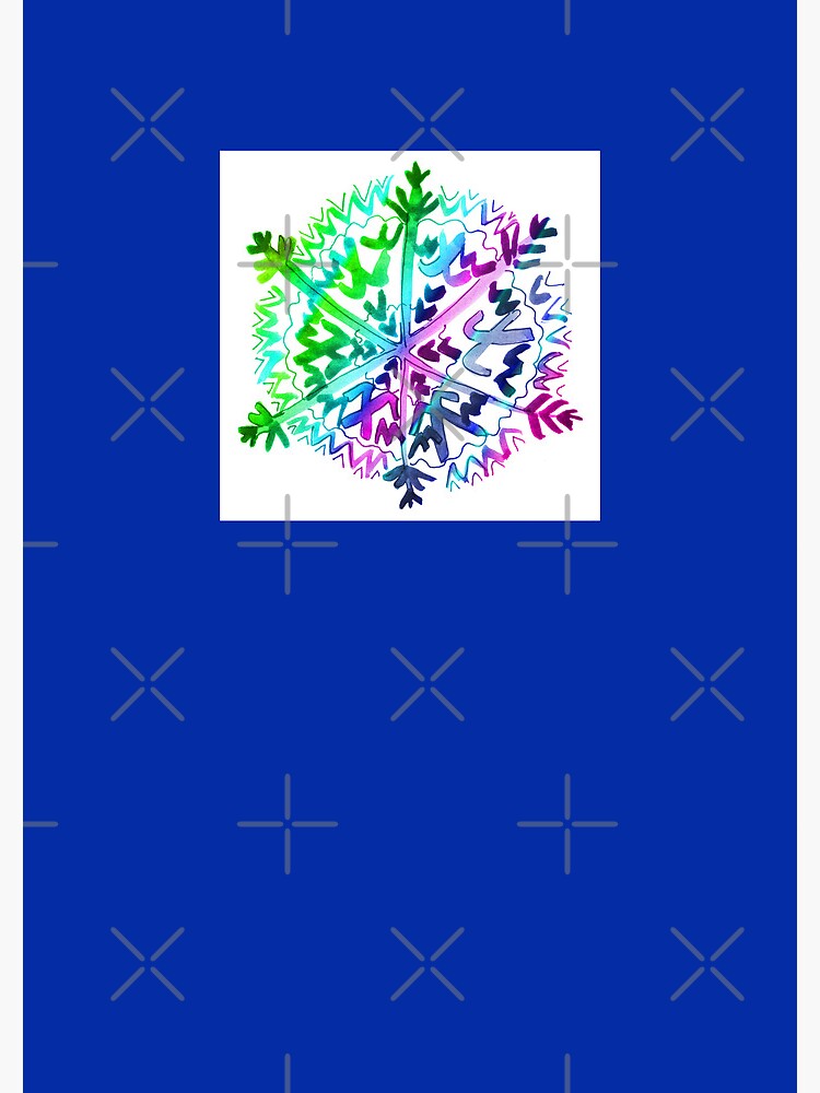 Multicolor watercolor snowflake  watercolor winter snowflake art