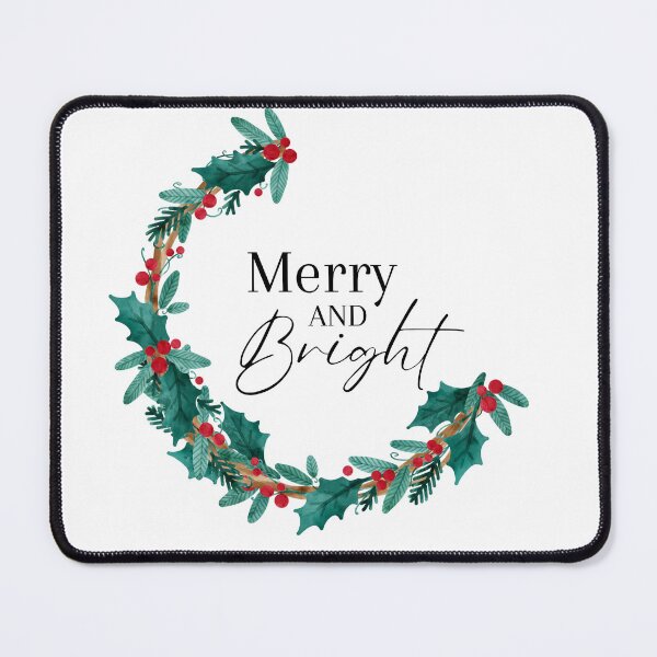 Item preview, Merry and Bright crescent shaped minimal Christmas wreath with red berries designed and sold by PeonyPeak.