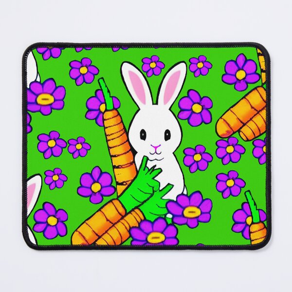 Item preview, White rabbit with carrots and flowers designed and sold by Elnica.