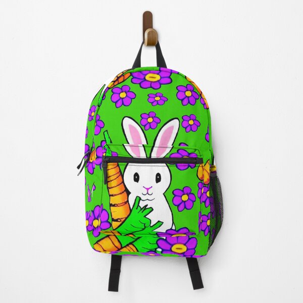 Item preview, White rabbit with carrots and flowers designed and sold by Elnica.