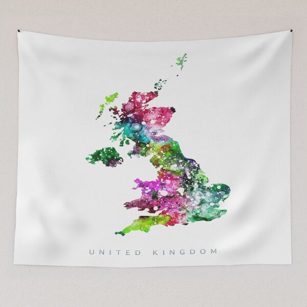 Item preview, United Kingdom Map Watercolor Painting designed and sold by InkistPrints.