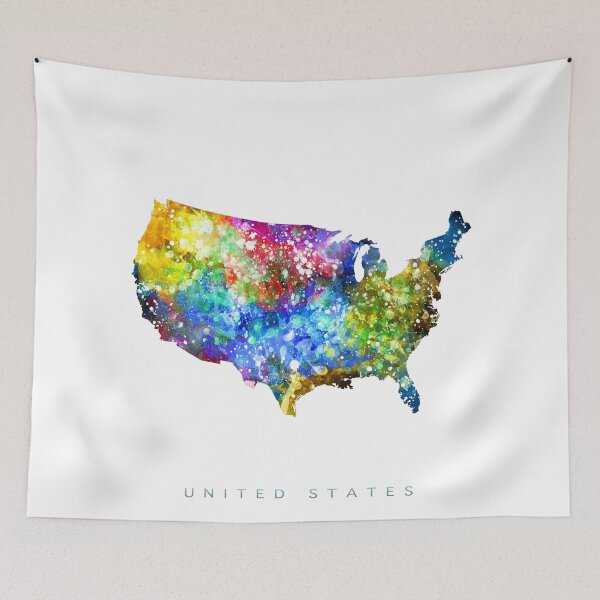 Item preview, United States Map Watercolor Painting designed and sold by InkistPrints.