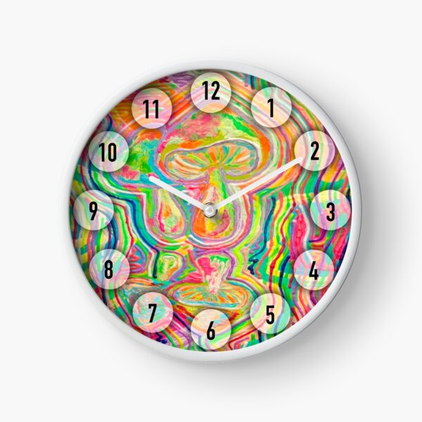 Reflection - Mushrooms - Acrylic Psychedelic Clock