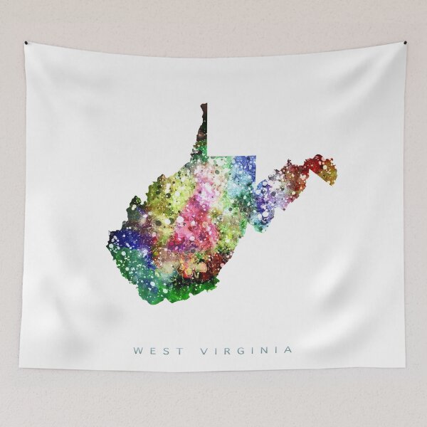 Aperçu de l'œuvre West Virginia Map Watercolor Painting créée et vendue par InkistPrints.