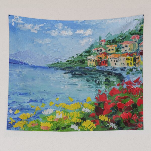 Item preview, Lake Como Oil Painting Print designed and sold by NatalyMak.