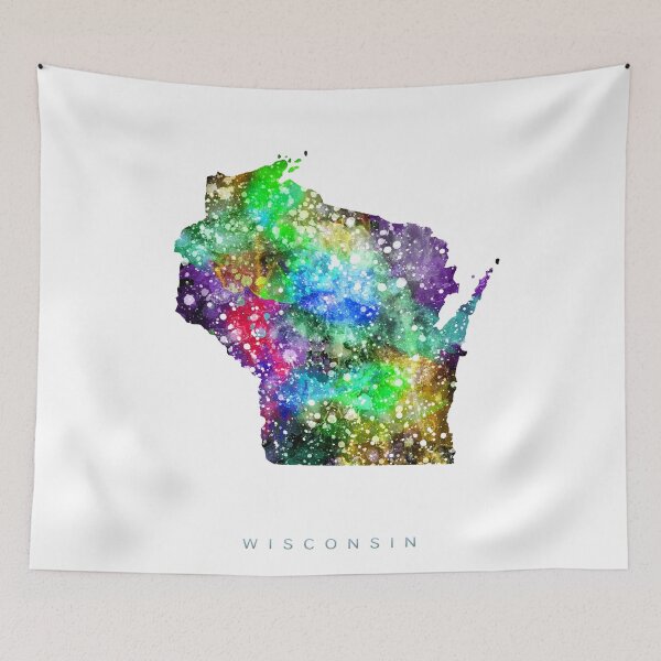 Item preview, Wisconsin Map Watercolor Painting designed and sold by InkistPrints.