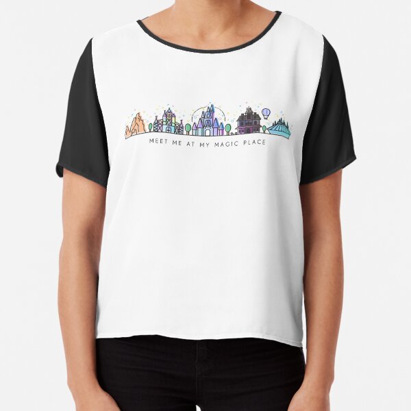 Meet me at my Magic Place. Happiest Place on Earth. Theme Park Skyline. Florida, Paris, California. Chiffon Top