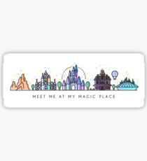 Meet me at my Magic Place. Happiest Place on Earth. Theme Park Skyline. Florida, Paris, California. Sticker