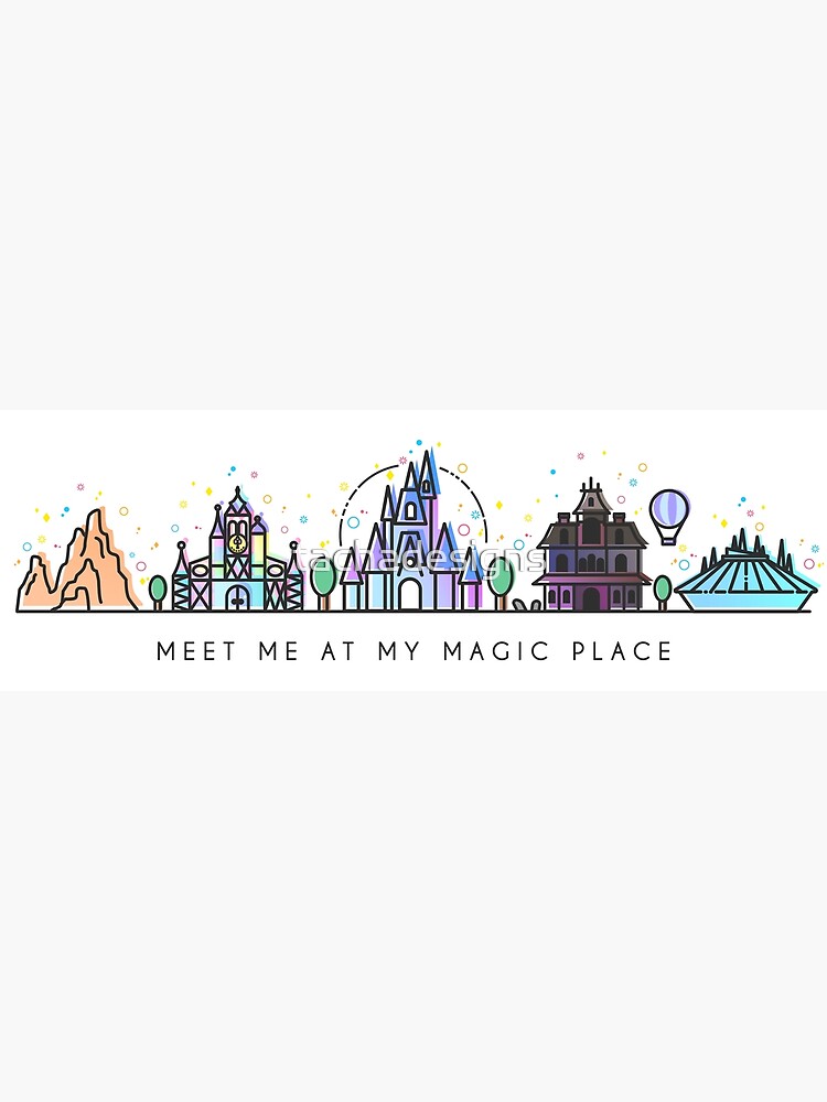 Meet me at my Magic Place. Happiest Place on Earth. Theme Park Skyline. Florida, Paris, California. by tachadesigns