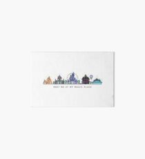 Meet me at my Magic Place. Happiest Place on Earth. Theme Park Skyline. Florida, Paris, California. Art Board