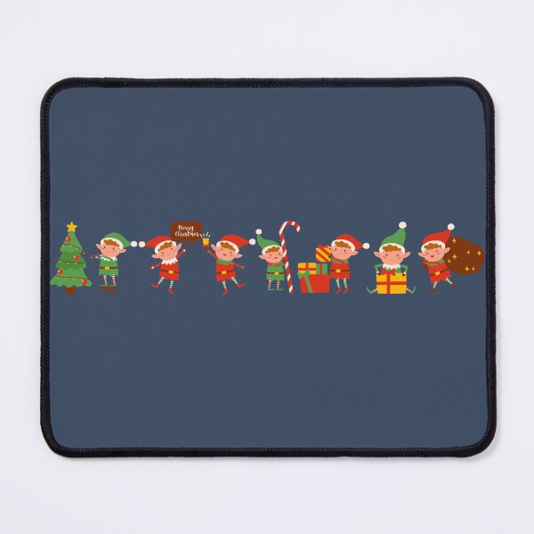 Item preview, Christmas Elves Wish Merry Christmas Denim Blue background designed and sold by DigitalMandy.