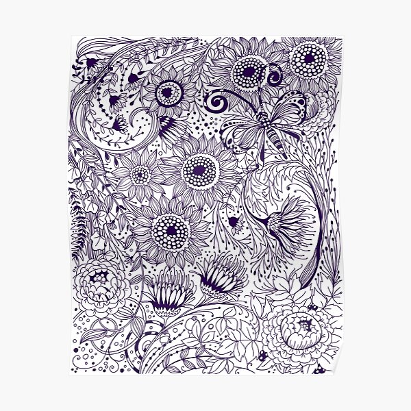 Floral doodles Poster