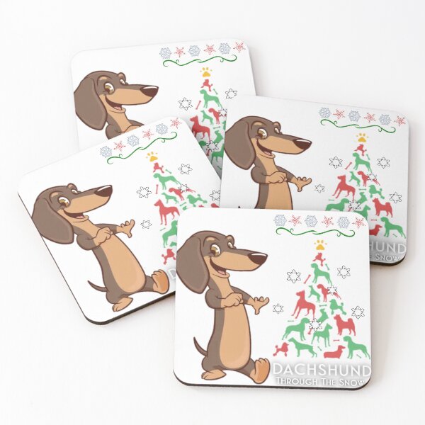 Item preview, Dachshund Through The Snow With Funny Christmas Dog Tree designed and sold by Vittorio-23.