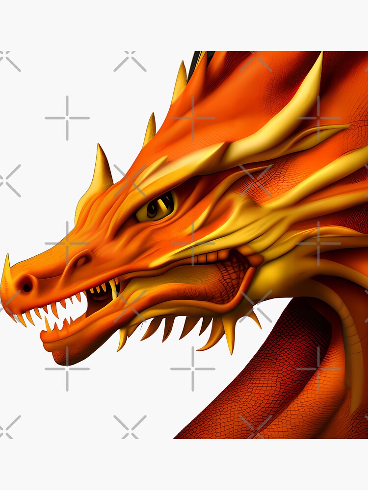 Thumbnail 3 of 3, Sticker, Orange Chinese Dragon designed and sold by dragynrain.