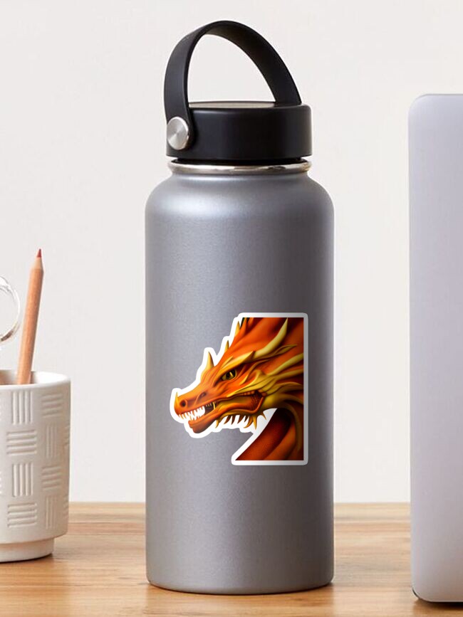 Thumbnail 1 of 3, Sticker, Orange Chinese Dragon designed and sold by dragynrain.