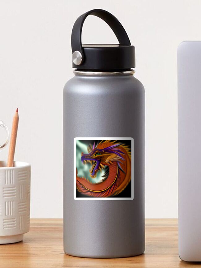 Thumbnail 1 of 3, Sticker, Orange and Purple Chinese Dragon designed and sold by dragynrain.