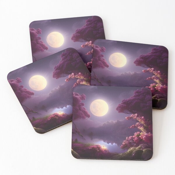Item preview, Moonscape with purple flowers designed and sold by museumgirl24.