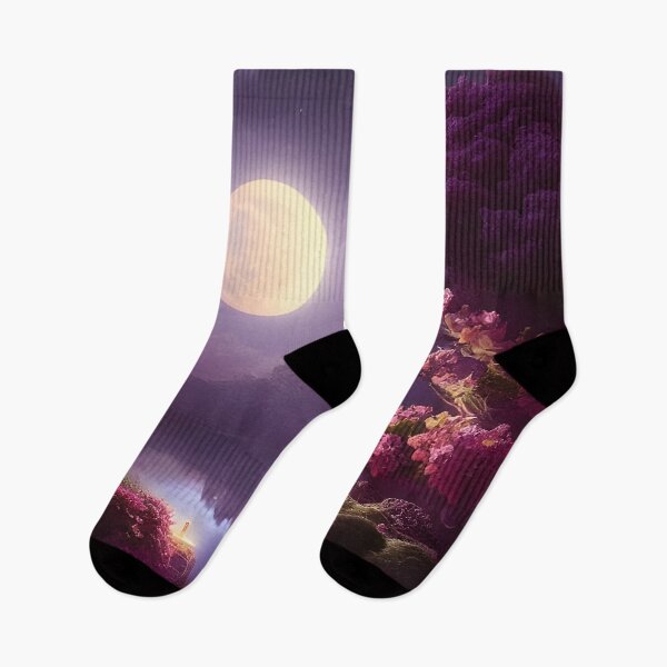 Item preview, Moonscape with purple flowers designed and sold by museumgirl24.