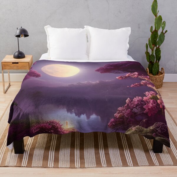 Item preview, Moonscape with purple flowers designed and sold by museumgirl24.