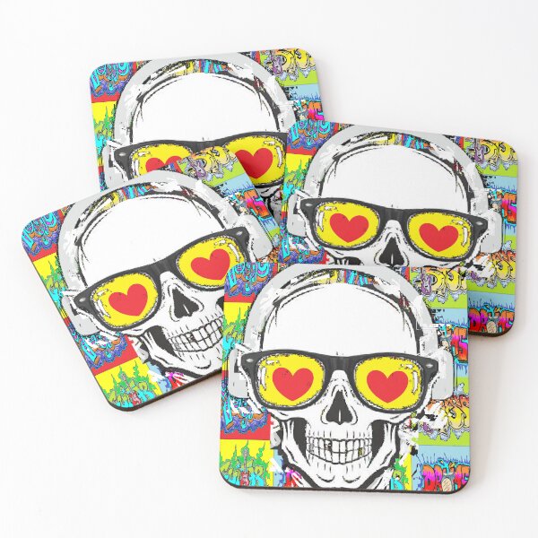 Item preview, tattoo graffiti skull hearts music bass guitar drums designed and sold by LowEndGraphics.