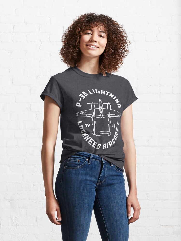 Thumbnail 4 of 7, Classic T-Shirt, P-38 Lightning designed and sold by Aeronautdesign.