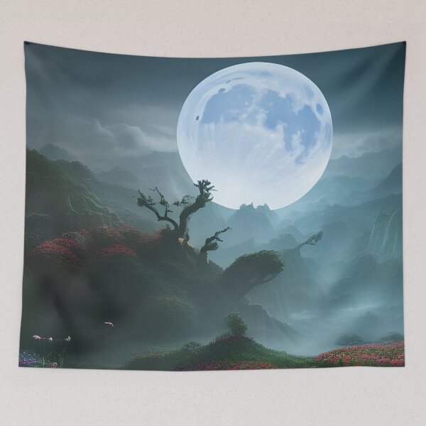 Item preview, Moonscape with flowers designed and sold by museumgirl24.