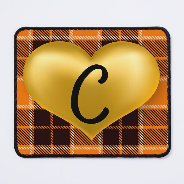 Item preview, Corazón dorado abstracto cálido a cuadros con inicial C designed and sold by SunMoonBeyond.