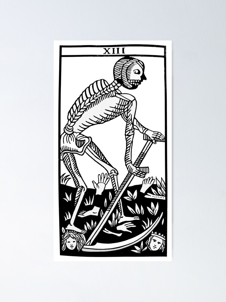 La Mort Tarot de Marseille Arcane XIII Noir et Blanc Poster