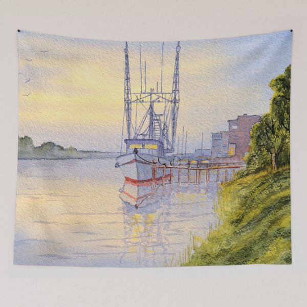 Item preview, The Shrimp Boat Docks Apalachicola Florida designed and sold by William Holkham.
