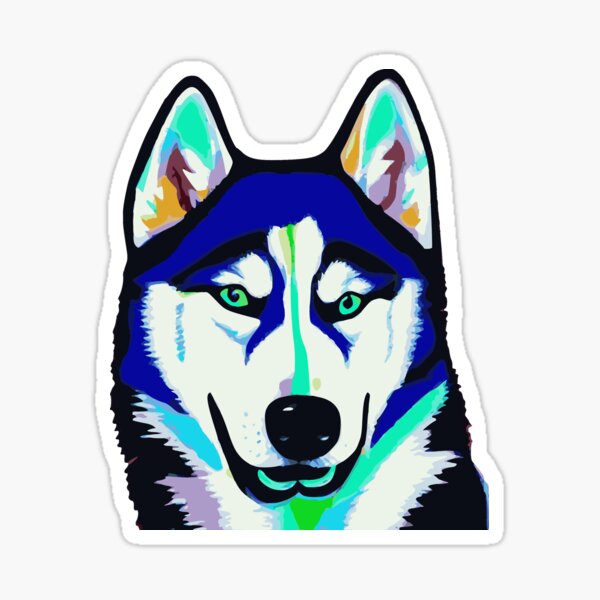 Un Husky sibérien dynamique et saisissant dans un style Pop Art. Sticker