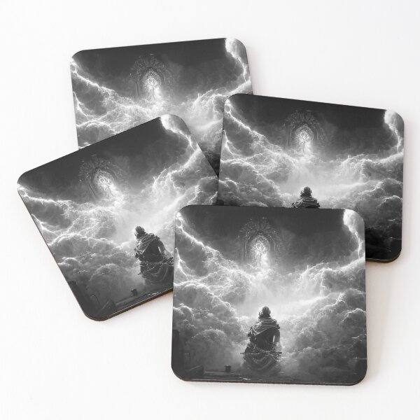 Item preview, Ancient God Zeus meditating in cloud temple No2 Black and White designed and sold by angelisart.