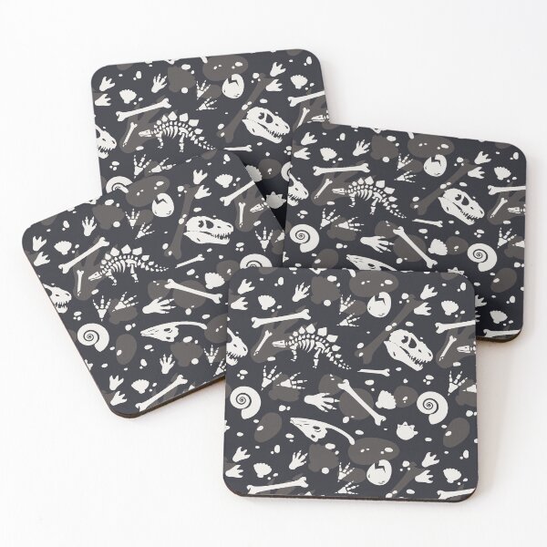 Item preview, White Dinosaur Fossils and Footprints Seamless Pattern designed and sold by wolfkin-design.