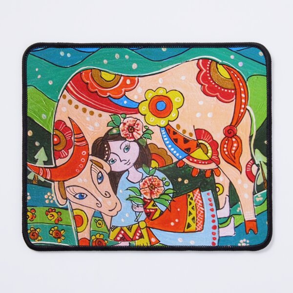 Item preview, The girl with the cow decor designed and sold by Gogodzy.