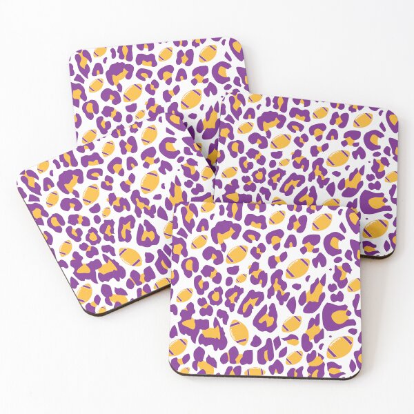 Item preview, Leopard Print with Footballs - Purple and Yellow Football Leopard Print designed and sold by gjsart.