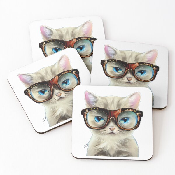 Item preview, Cute cat with glasses designed and sold by Dusanel.