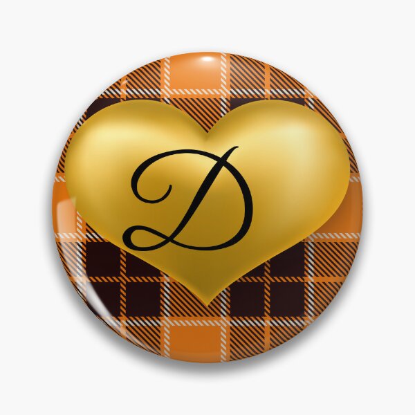 Item preview, Abstract Warm Plaid-Puff Gold Heart with Initial-D designed and sold by SunMoonBeyond.