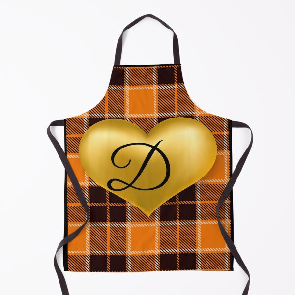 Item preview, Abstract Warm Plaid-Puff Gold Heart with Initial-D designed and sold by SunMoonBeyond.
