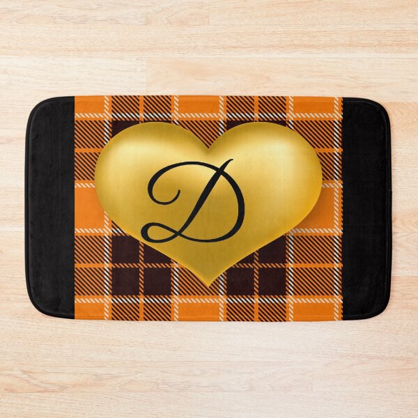 Item preview, Abstract Warm Plaid-Puff Gold Heart with Initial-D designed and sold by SunMoonBeyond.